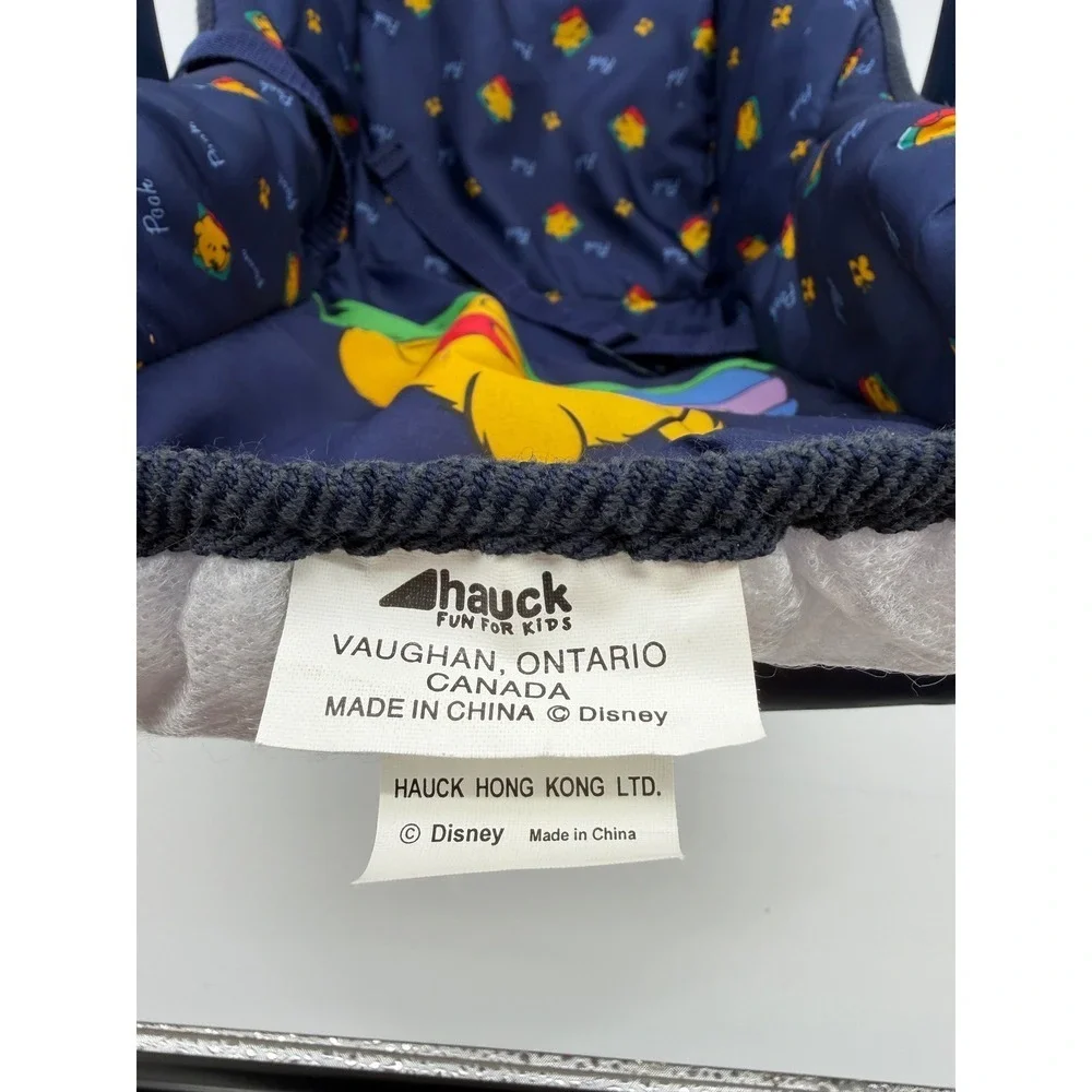 Vintage Disney Winnie‎ the Pooh Doll Car Seat Carrier Kids OS Navy Blue Toy